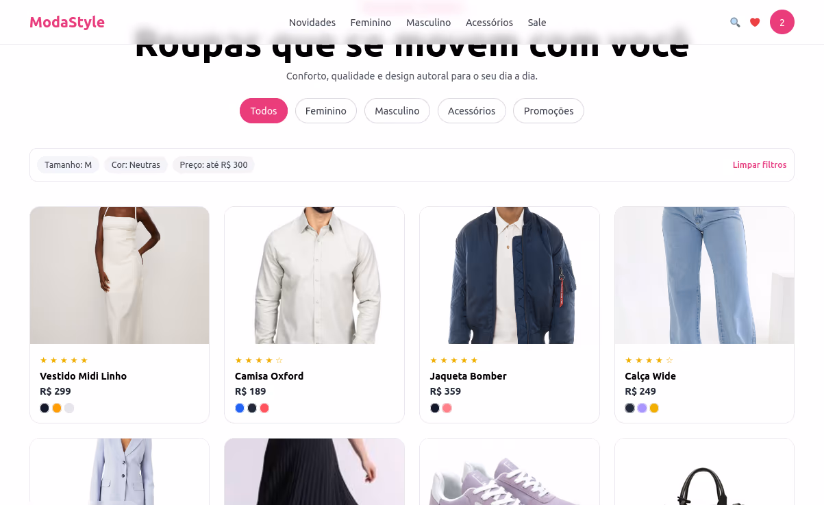 E-commerce de loja de moda